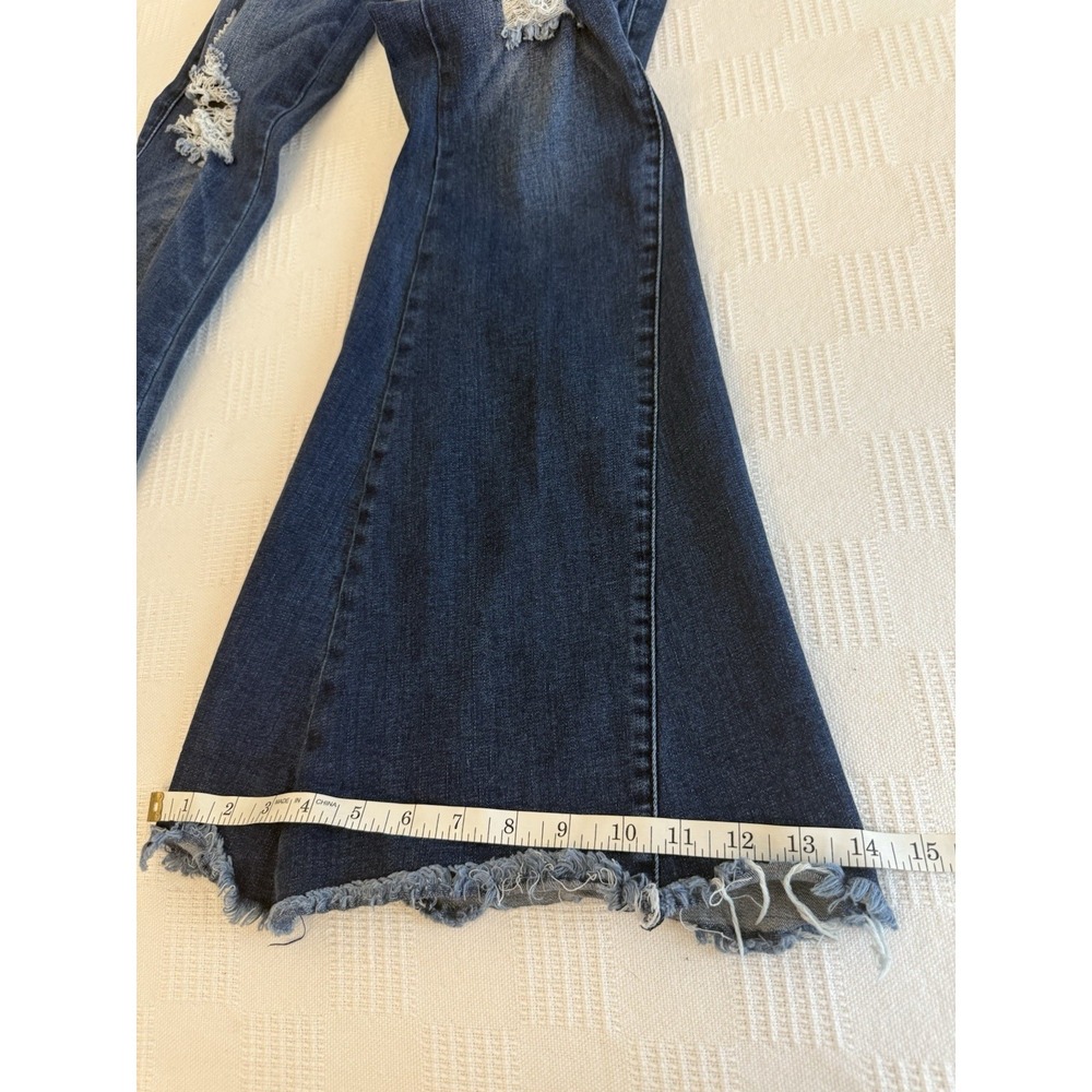 YMI Gigi Fit & Flare Bell Bottom Jeans Raw Hem Festival Wide Leg Y2K S 5/27 EUC - Picture 4 of 8